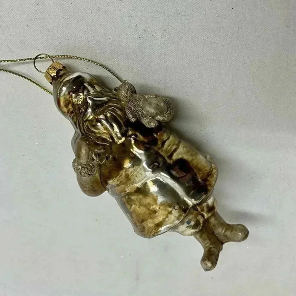 Santa Claus Glass Christmas Tree Hanging Ornament Gold Holiday Decor - Picture 4 of 4